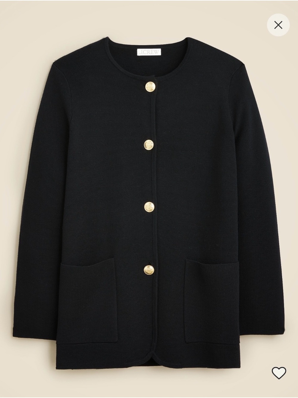 J. Crew Black Knit Cardigan with Gold Buttons